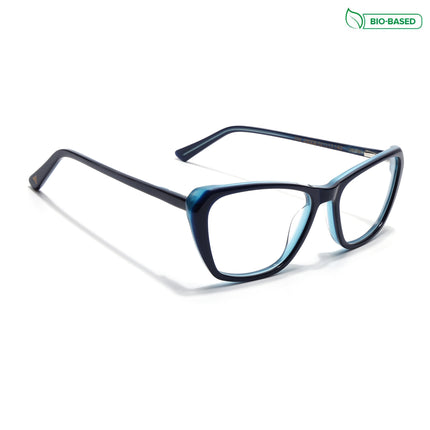 Voyage Glaze Blue Cateye Acetate Eyeglasses for Men & Women (FPK26002FMG8099)