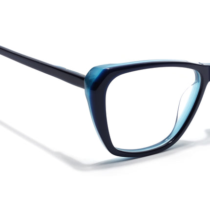 Voyage Glaze Blue Cateye Acetate Eyeglasses for Men & Women (FPK26002FMG8099)