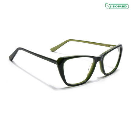 Voyage Glaze Olive Cateye Acetate Eyeglasses for Men & Women (FPK26002FMG8101)