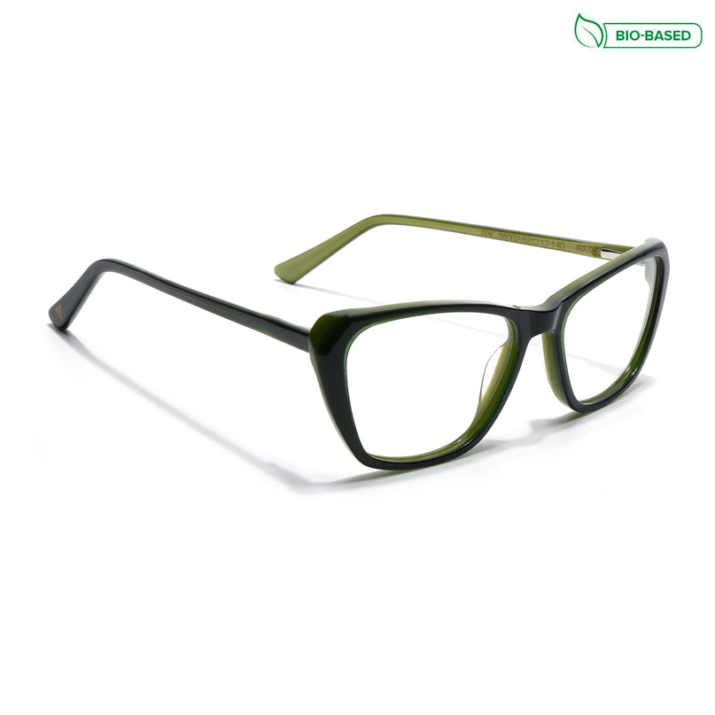 Voyage Glaze Olive Cateye Acetate Eyeglasses for Men & Women (FPK26002FMG8101)