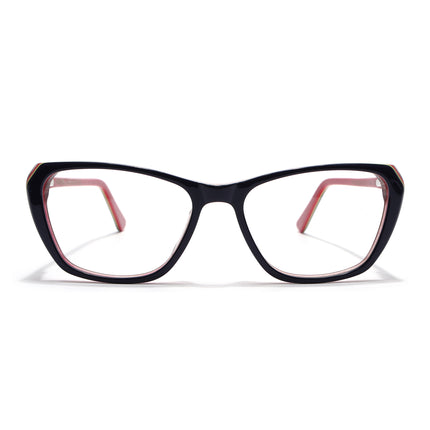 Voyage Glaze Blue & Red Cateye Acetate Eyeglasses for Men & Women (FPK26002FMG8103)