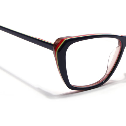 Voyage Glaze Blue & Red Cateye Acetate Eyeglasses for Men & Women (FPK26002FMG8103)
