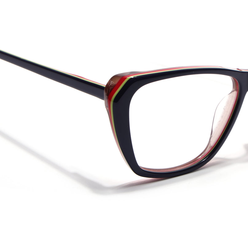 Voyage Glaze Blue & Red Cateye Acetate Eyeglasses for Men & Women (FPK26002FMG8103)