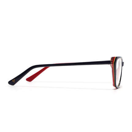 Voyage Glaze Blue & Red Cateye Acetate Eyeglasses for Men & Women (FPK26002FMG8103)