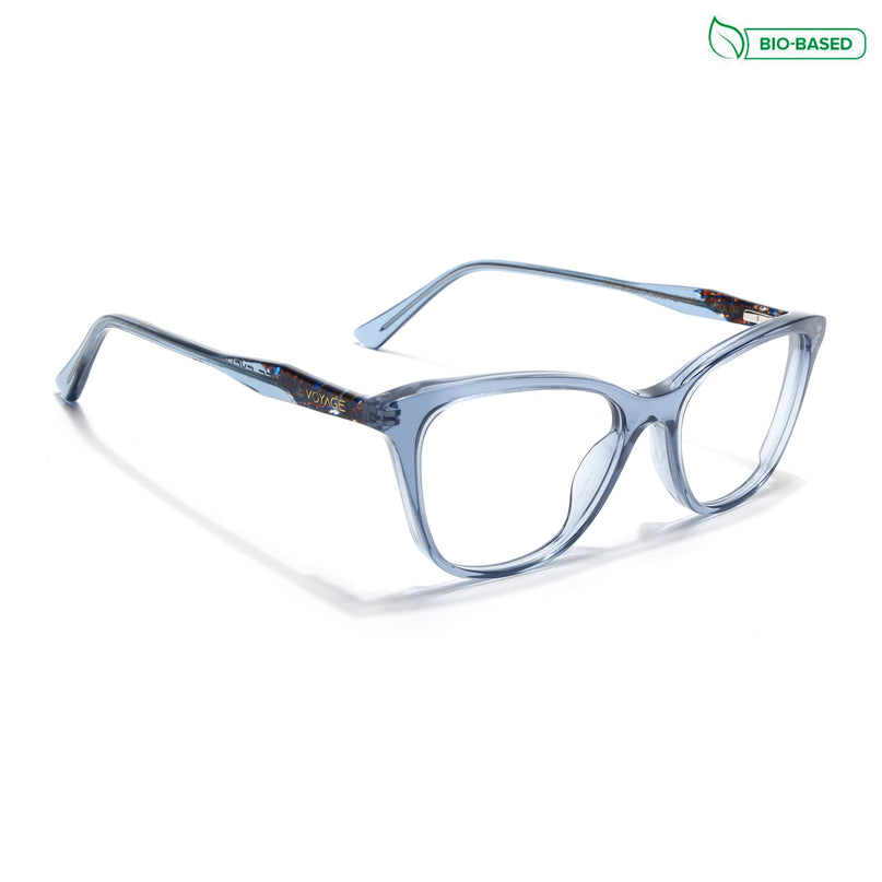 Voyage Glaze Blue Cateye Acetate Eyeglasses for Men & Women (FPK26005FMG8084)