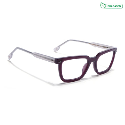 Voyage Glaze Purple Rectangle Acetate Eyeglasses for Men & Women (FPK26008FMG8110)