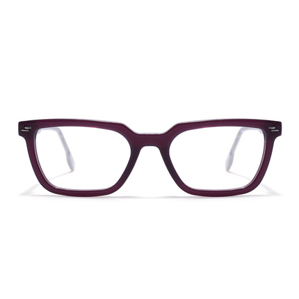 Voyage Glaze Purple Rectangle Acetate Eyeglasses for Men & Women (FPK26008FMG8110)