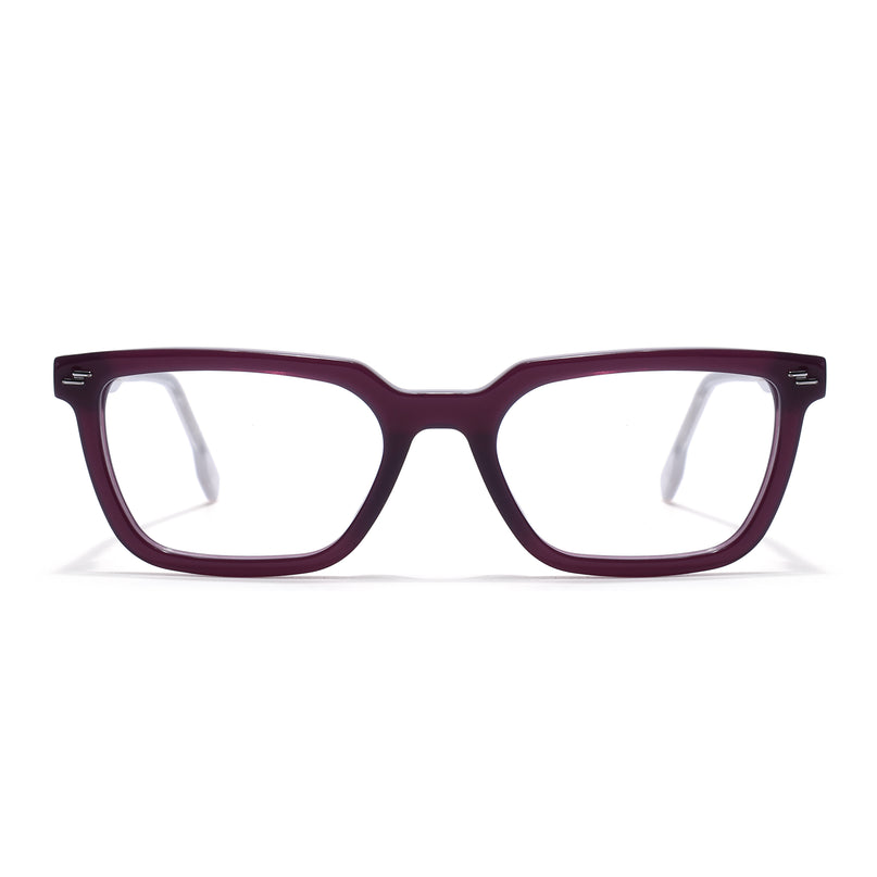 Voyage Glaze Purple Rectangle Acetate Eyeglasses for Men & Women (FPK26008FMG8110)