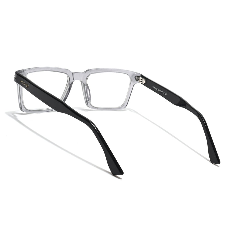 Voyage Glaze Grey Rectangle Acetate Eyeglasses for Men & Women (FPK26013FMG8636)