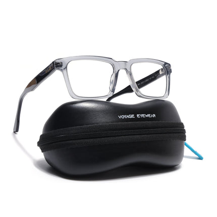 Voyage Glaze Grey Rectangle Acetate Eyeglasses for Men & Women (FPK26013FMG8636)