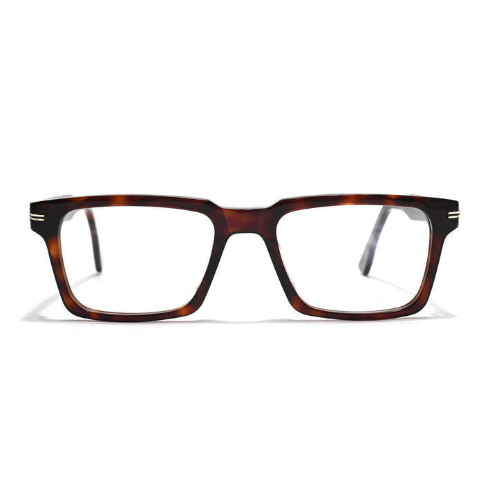 Voyage Glaze Demi Brown Rectangle Acetate Eyeglasses for Men & Women (FPK26013FMG8637)