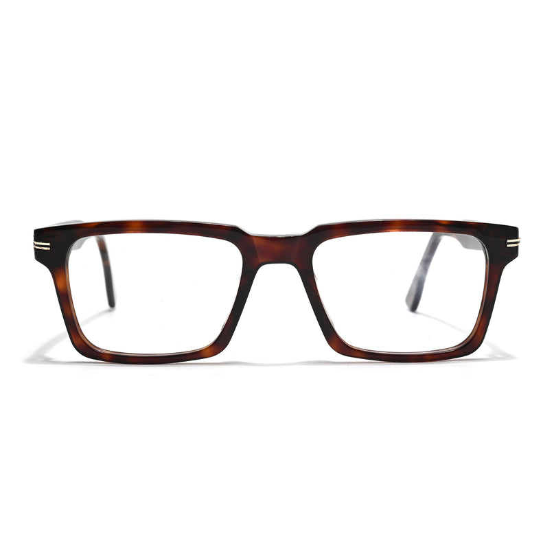 Voyage Glaze Demi Brown Rectangle Acetate Eyeglasses for Men & Women (FPK26013FMG8637)