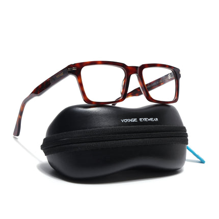 Voyage Glaze Demi Brown Rectangle Acetate Eyeglasses for Men & Women (FPK26013FMG8637)