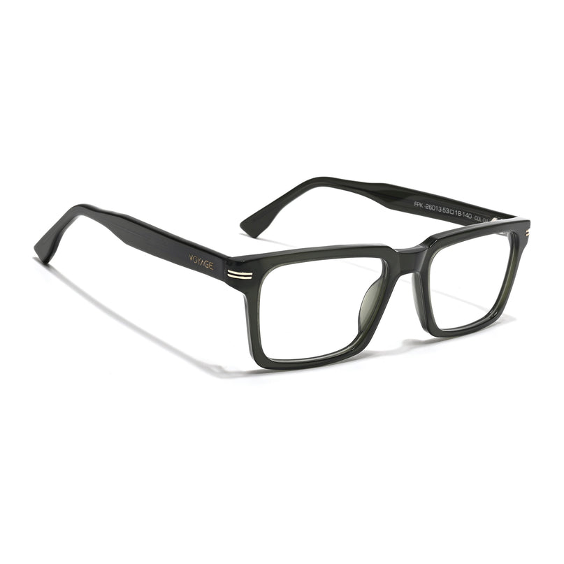 Voyage Glaze Green Rectangle Acetate Eyeglasses for Men & Women (FPK26013FMG8638)
