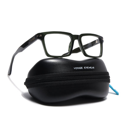 Voyage Glaze Green Rectangle Acetate Eyeglasses for Men & Women (FPK26013FMG8638)