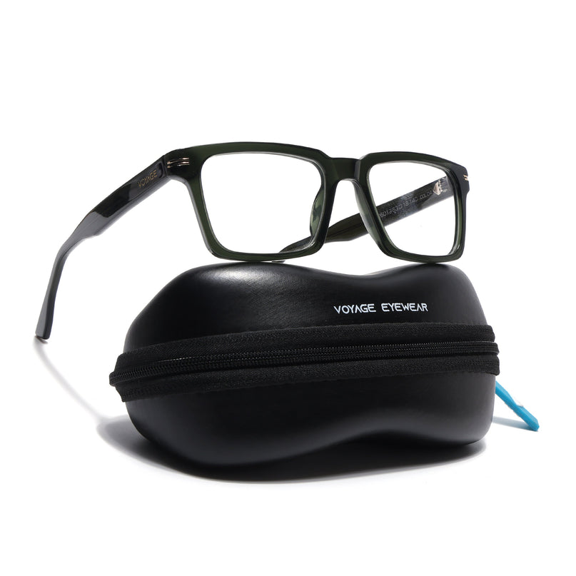Voyage Glaze Green Rectangle Acetate Eyeglasses for Men & Women (FPK26013FMG8638)