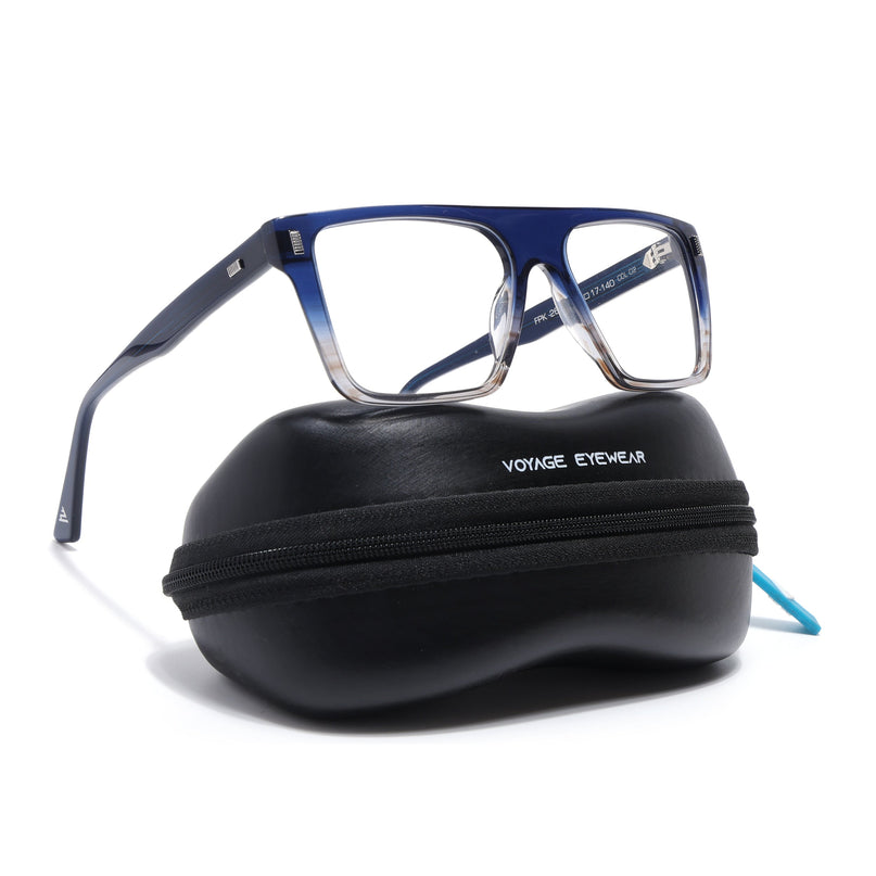 Voyage Glaze Blue & Brown Wayfarer Acetate Eyeglasses for Men & Women (FPK26014FMG8649)