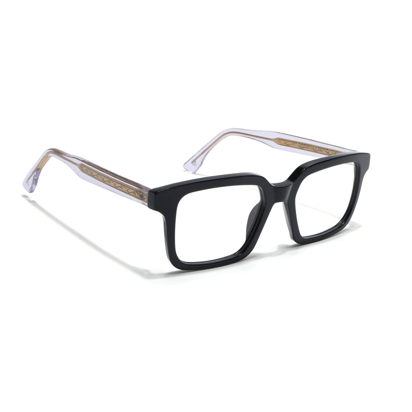 Voyage Glaze Black Square Acetate Eyeglasses for Men & Women (FPK26015FMG8655)