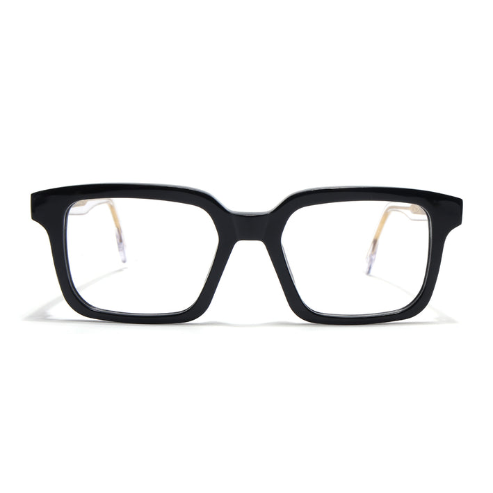 Voyage Glaze Black Square Acetate Eyeglasses for Men & Women (FPK26015FMG8655)