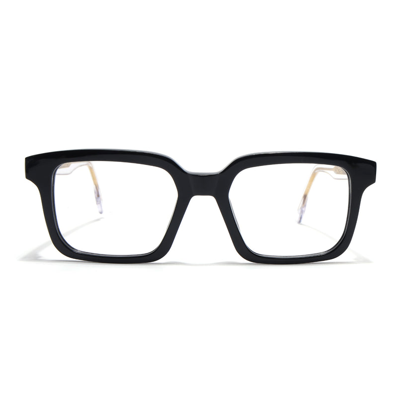 Voyage Glaze Black Square Acetate Eyeglasses for Men & Women (FPK26015FMG8655)