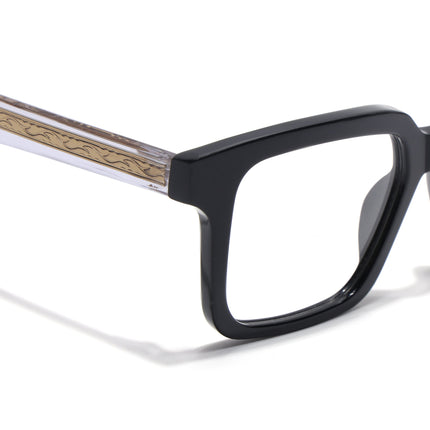 Voyage Glaze Black Square Acetate Eyeglasses for Men & Women (FPK26015FMG8655)