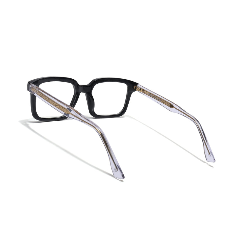 Voyage Glaze Black Square Acetate Eyeglasses for Men & Women (FPK26015FMG8655)