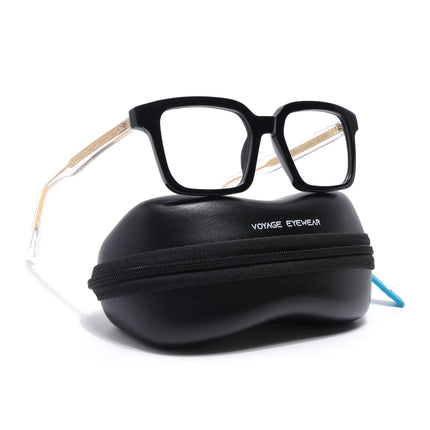 Voyage Glaze Black Square Acetate Eyeglasses for Men & Women (FPK26015FMG8655)
