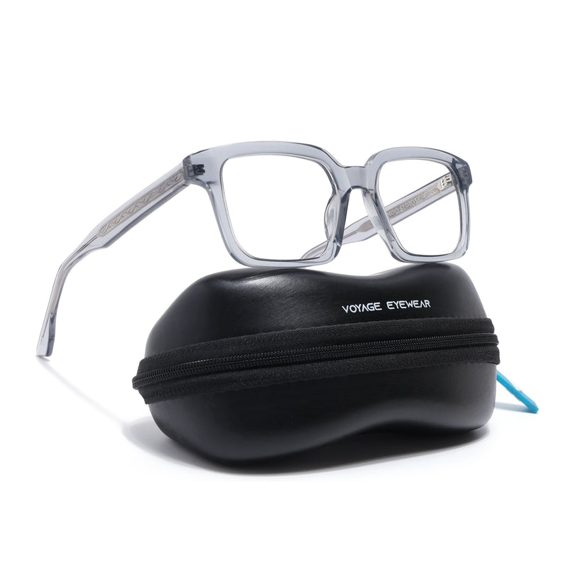 Voyage Glaze Grey Square Acetate Eyeglasses for Men & Women (FPK26015FMG8656)