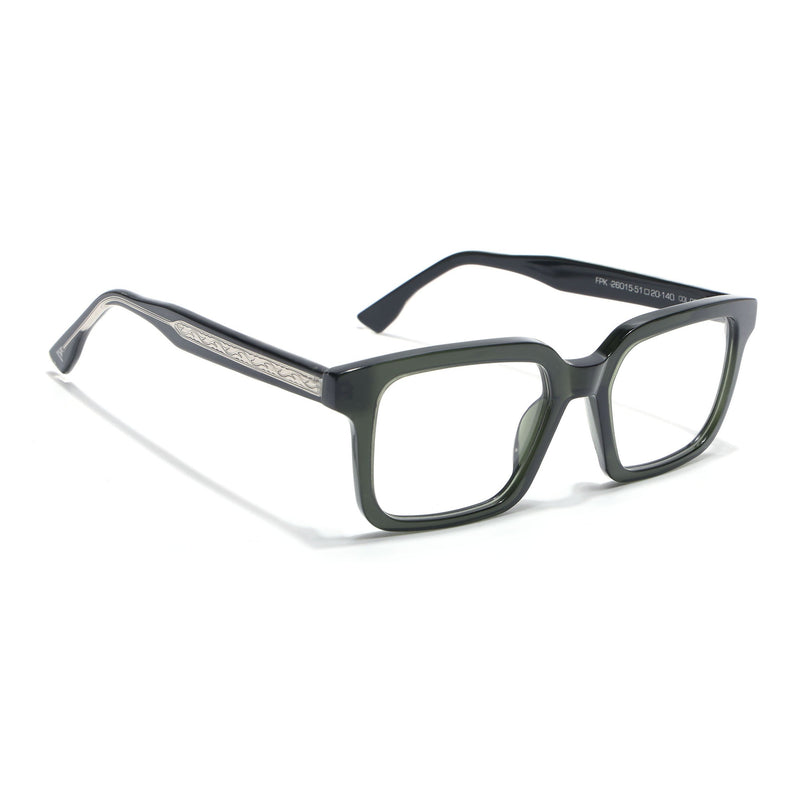 Voyage Glaze Green Square Acetate Eyeglasses for Men & Women (FPK26015FMG8658)