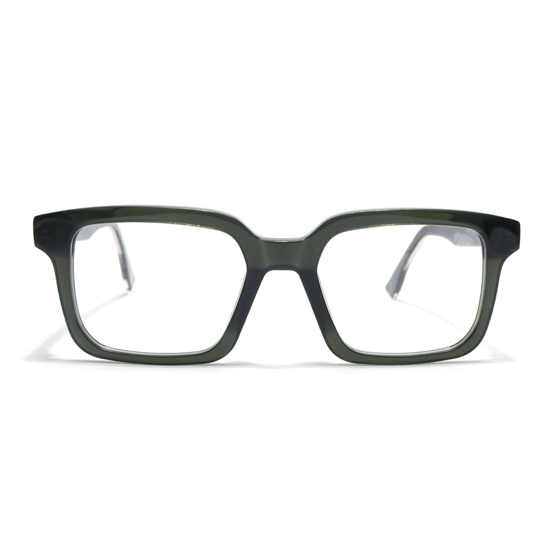 Voyage Glaze Green Square Acetate Eyeglasses for Men & Women (FPK26015FMG8658)