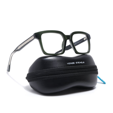 Voyage Glaze Green Square Acetate Eyeglasses for Men & Women (FPK26015FMG8658)