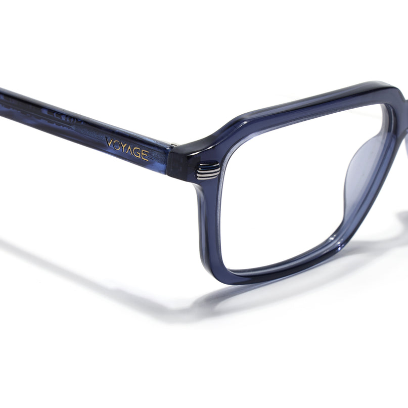 Voyage Glaze Blue Rectangle Acetate Eyeglasses for Men & Women (FPK26016FMG8096)