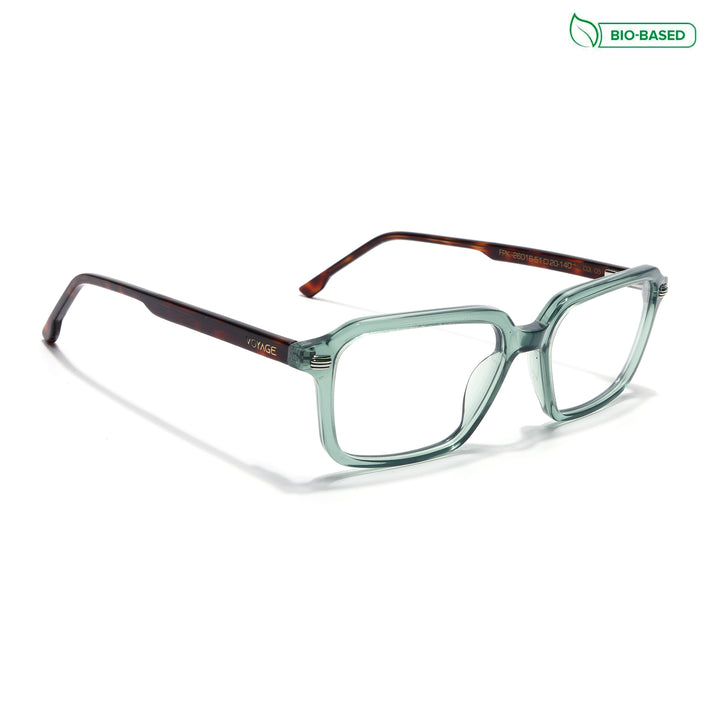 Voyage Glaze Green Rectangle Acetate Eyeglasses for Men & Women (FPK26016FMG8098)