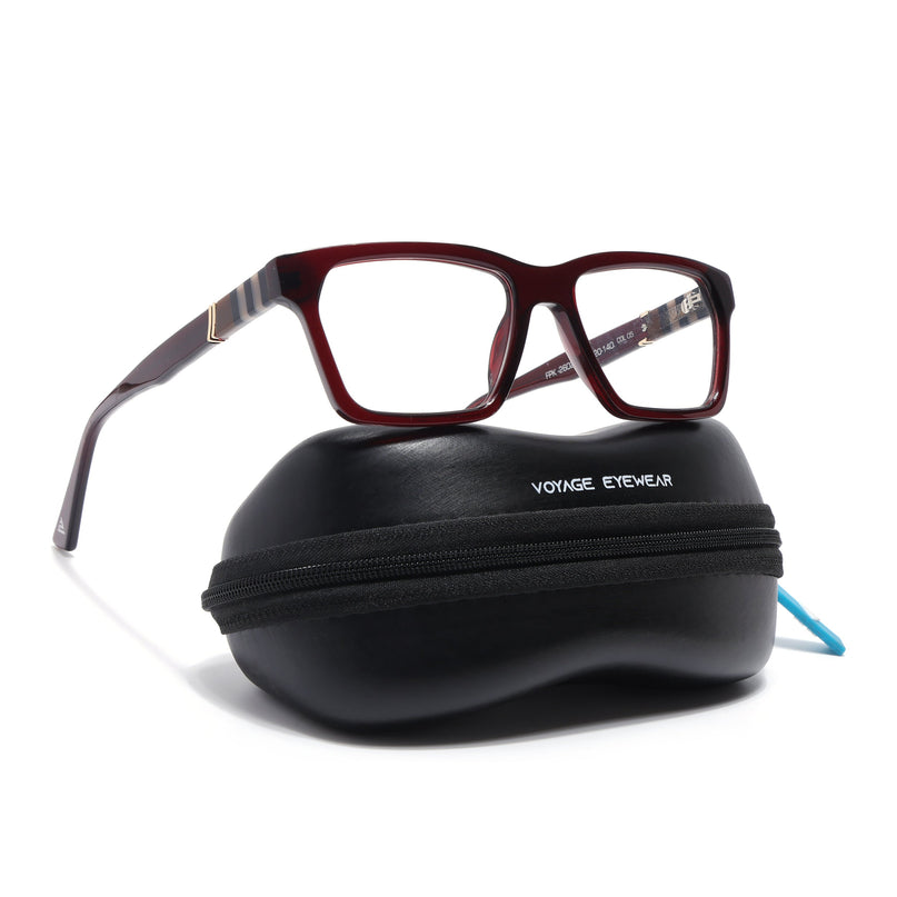 Voyage Glaze Wine Rectangle Acetate Eyeglasses for Men & Women (FPK26020FMG8682)