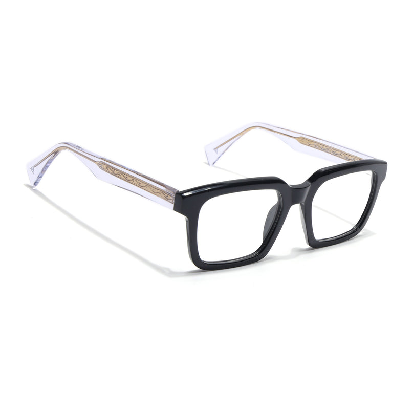 Voyage Glaze Black Square Acetate Eyeglasses for Men & Women (FPK26021FMG8660)
