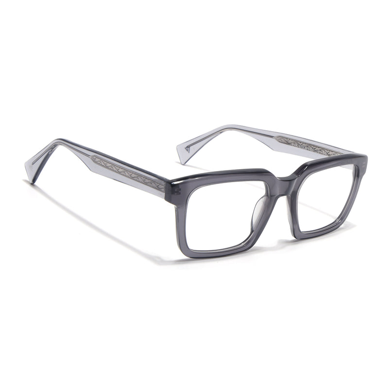 Voyage Glaze Grey Square Acetate Eyeglasses for Men & Women (FPK26021FMG8661)