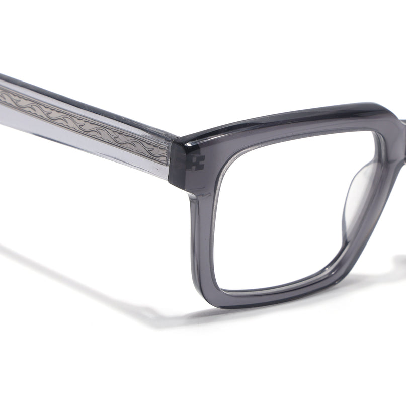 Voyage Glaze Grey Square Acetate Eyeglasses for Men & Women (FPK26021FMG8661)