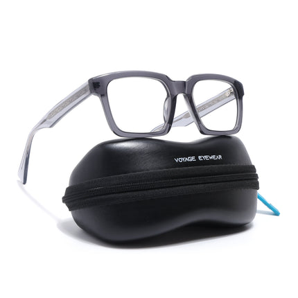 Voyage Glaze Grey Square Acetate Eyeglasses for Men & Women (FPK26021FMG8661)