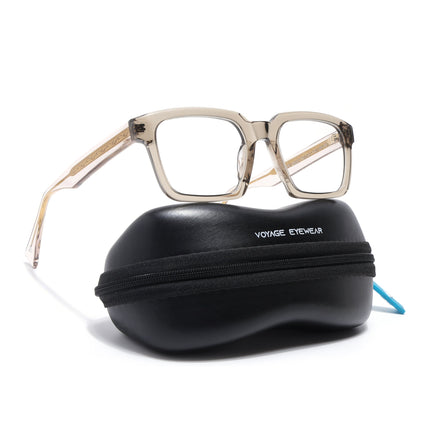 Voyage Glaze Brown Square Acetate Eyeglasses for Men & Women (FPK26021FMG8662)