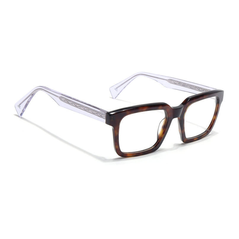 Voyage Glaze Demi Brown Square Acetate Eyeglasses for Men & Women (FPK26021FMG8663)