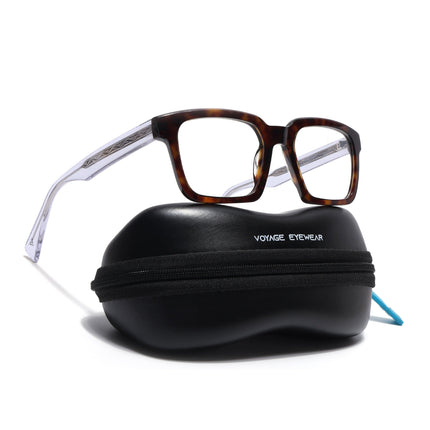 Voyage Glaze Demi Brown Square Acetate Eyeglasses for Men & Women (FPK26021FMG8663)