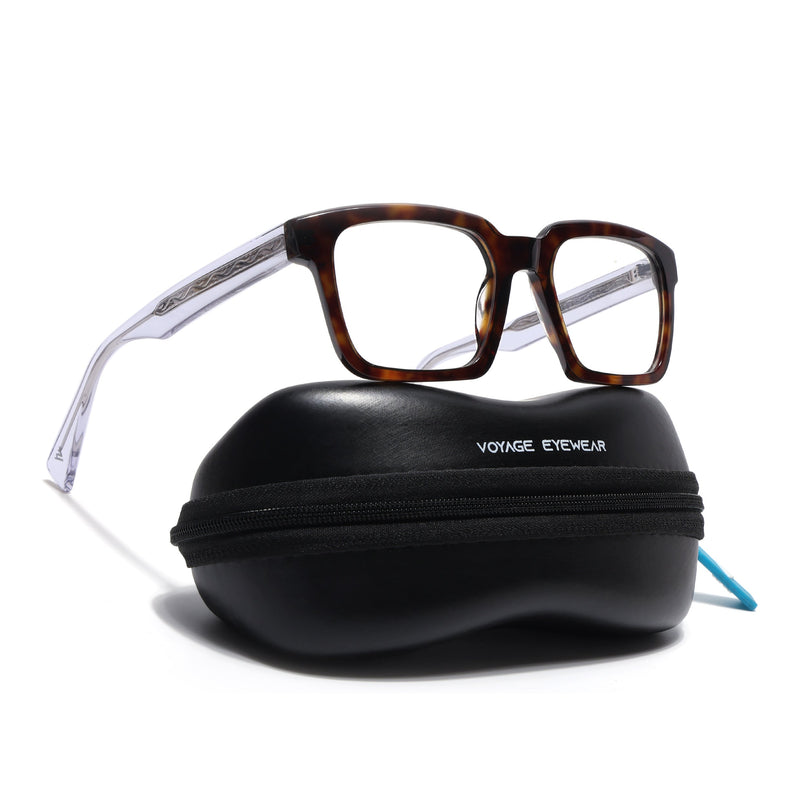 Voyage Glaze Demi Brown Square Acetate Eyeglasses for Men & Women (FPK26021FMG8663)