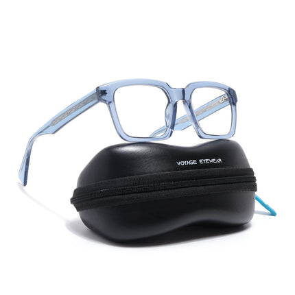 Voyage Glaze Blue Square Acetate Eyeglasses for Men & Women (FPK26021FMG8664)