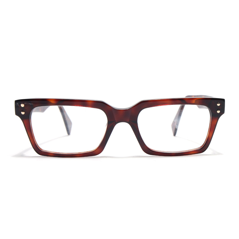 Voyage Glaze Demi Brown Rectangle Acetate Eyeglasses for Men & Women (FPK26022FMG8652)