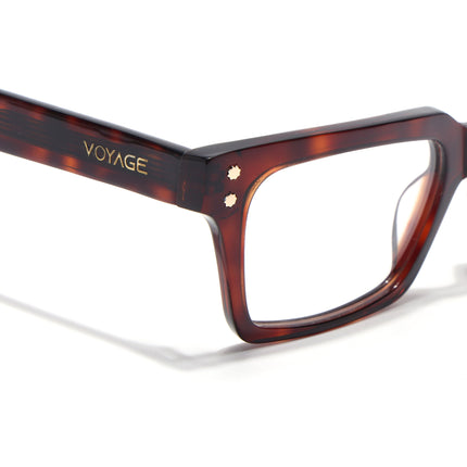 Voyage Glaze Demi Brown Rectangle Acetate Eyeglasses for Men & Women (FPK26022FMG8652)