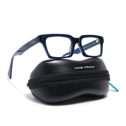 Voyage Glaze Blue Rectangle Acetate Eyeglasses for Men & Women (FPK26022FMG8654)