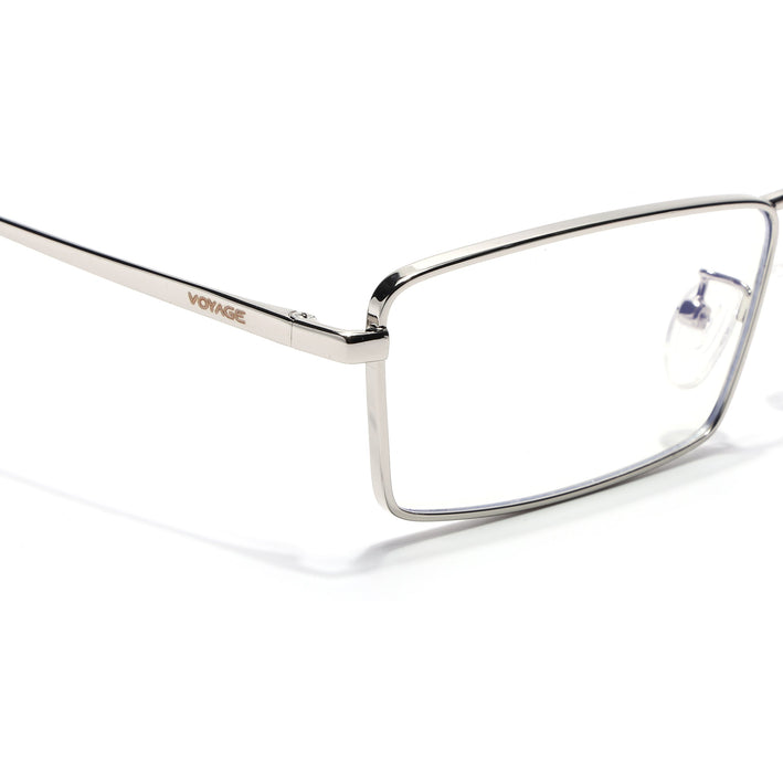 Voyage Silver Rectangle Eyeglasses for Men & Women (G025FMG8077)