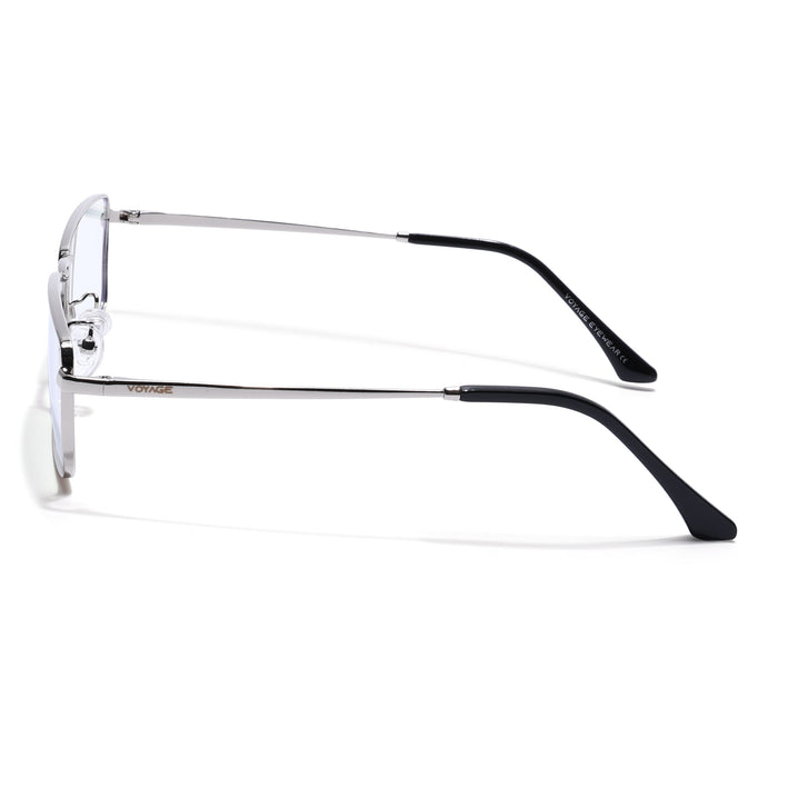 Voyage Silver Rectangle Eyeglasses for Men & Women (G025FMG8077)