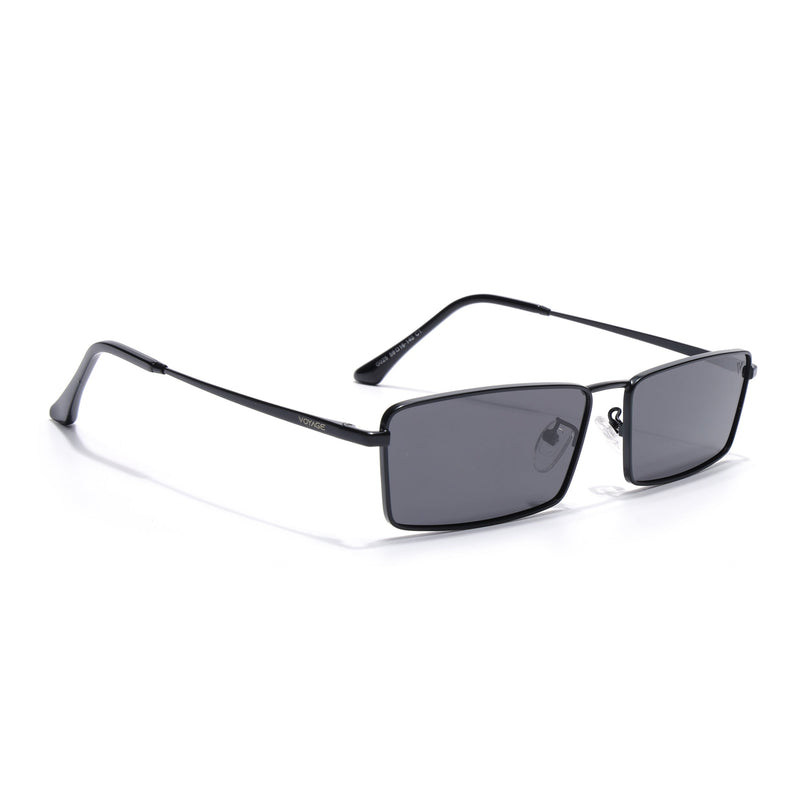 Rectangle Polarized Sunglasses for Men & Women (Black Lens | Black Frame - PMG7926)