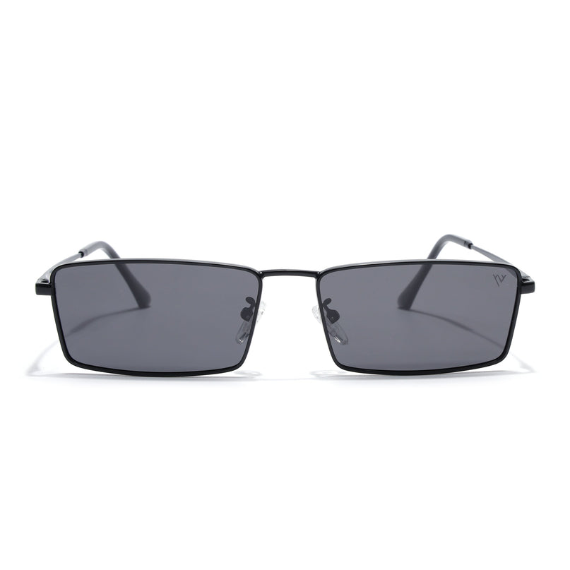 Rectangle Polarized Sunglasses for Men & Women (Black Lens | Black Frame - PMG7926)